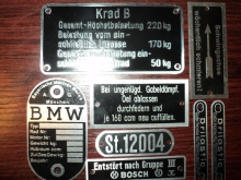 BMW R75, R-71, R-12, Z�ndapp KS 750 Typenschilder Satz